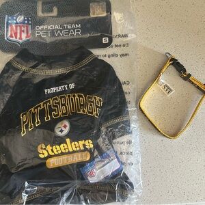 New NFL Property of the Pittsburgh Steelers Pet dog cat Tee sz small with collar